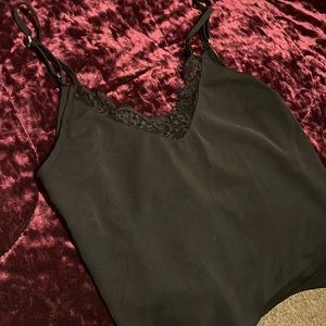Satin black tank top